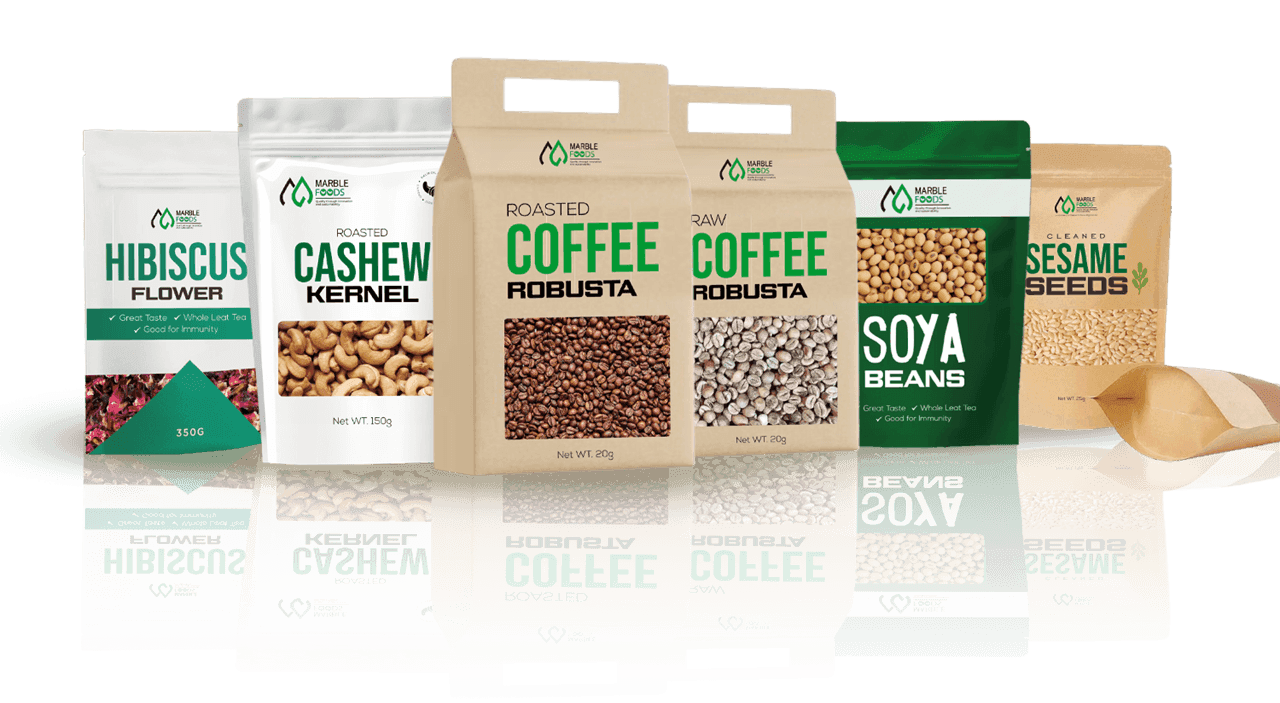 Marble & Grove Foods packaged agro-commodity product range